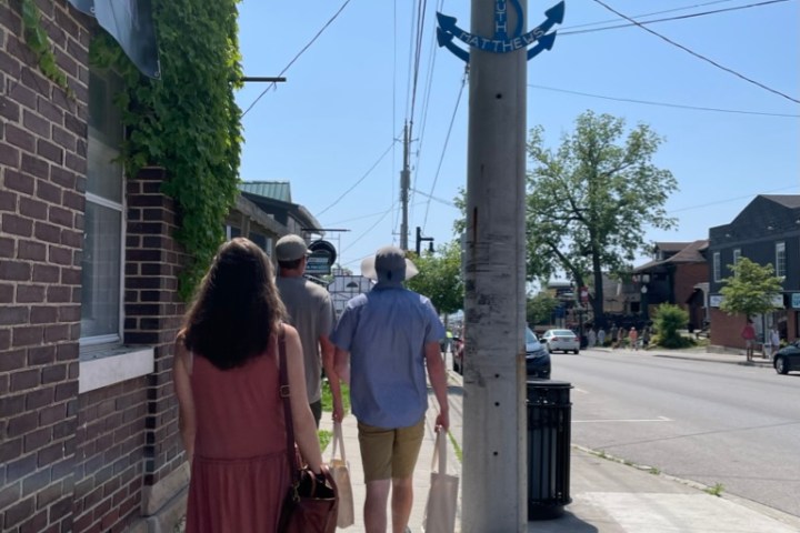 a person walking down the street